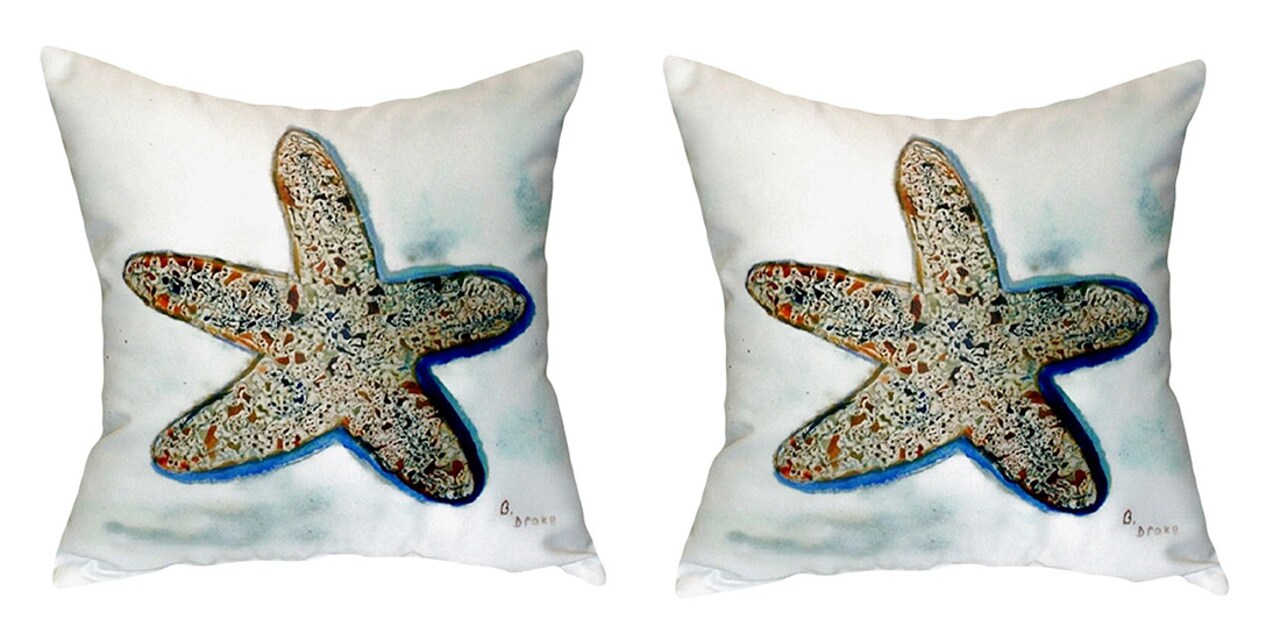 Pair of Betsy Drake Betsy’s Starfish No Cord Pillows 18 Inch X 18 Inch
